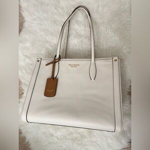 Kate Spade Market Pebbled Leather Medium Tote Parchment With Dust Bag